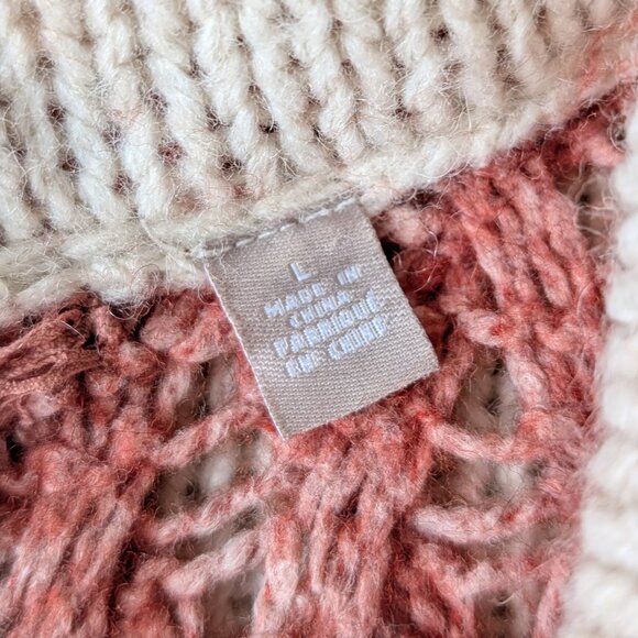 Anthropologie Knitted & Knotted Lilitz Cardigan Sweater Red Ivory Collar large - Picture 9 of 12